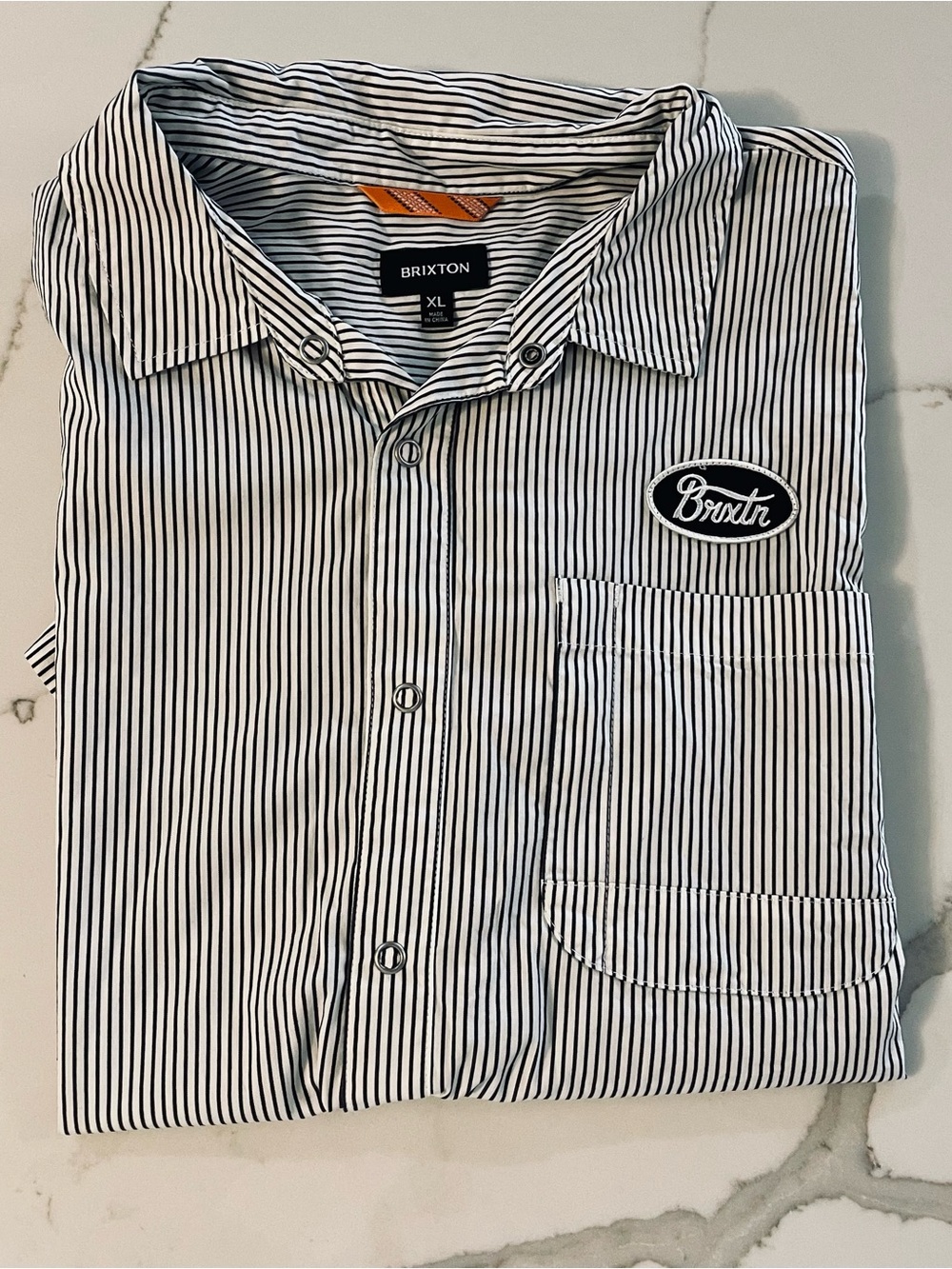 Brixton Black & White Vertical Stripe Button-Down Shirt size XL